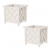 Pure Garden White Planter 14.75 Sq 2-Pk