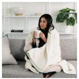 Brookstone White Cable Knit Heated Blanket