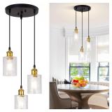 YUEXCDShome 3-Light Black Gold Pendant