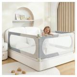 VIUEANR Bed Rail Toddlers Queen GrayWhite