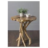 East at Main Round Teak End Table 20.5 Brown