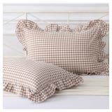Silnuo Queen Plaid Pillow Shams 2-PC