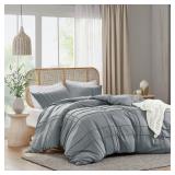 King Microfiber Pleated Duvet Cover Set