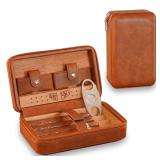 WJ 1983 Leather Travel Cigar Case 4-Count Brown