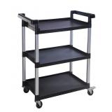 MaxWorks 3-Shelf Utility Plastic Cart Black