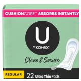 U by Kotex Clean  Secure Ultra Thin Pads 176 ct