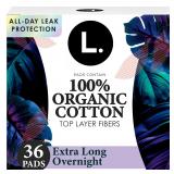 This is L. Organic Cotton Overnight Pads 36 Ct