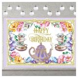 Floral Tea Party Backdrop Banner 71x47
