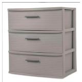 Sterilite Wide 3-Drawer Storage Cart Gray
