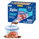 Ziploc Quart Freezer Bags Stand-Up 100 Count