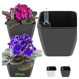 GS Garden 5.2 Self-Watering Square Planters 3 Pk