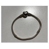 PANDORA Sterling Silver Heart Snake Bracelet 6.7