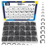 ZQZ 840Pcs C and E Clip Assortment Kit Black