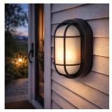 HomeDecor 8in Black Outdoor Bulkhead Light