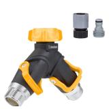 Melnor 2-Way Lever Garden Hose Valve YellowBlack