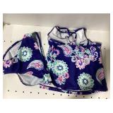 Girls Paisley Print Two Piece Swimsuit Size 7-8