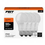 Feit Electric A19 LED Bulbs 4 Pack 100W 2700K