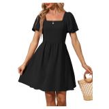 OFEEFAN Black Puff Sleeve Mini Dress Size S
