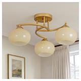 DHDSOUR 22 Milk Yellow Semi Flush Ceiling Light