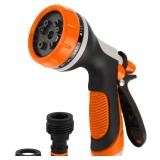 HouGariee 10-Pattern Garden Hose Nozzle Orange
