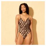 Shade  Shore Zebra Print V-Neck One Piece Swimsuit