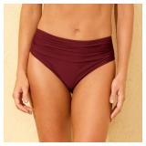 Shade  Shore Mid-Rise Bikini Bottom Burgundy M