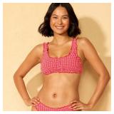 Wild Fable Gingham Ruffle Bikini Top RedPink M