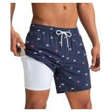 Maamgic Mens Swim Trunks Navy Shark X-Large
