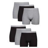 Hanes Mens Boxer Briefs 6 Pack BlackGray Large