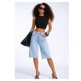 Forever 21 Denim Culotte Shorts Light Denim 28