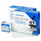 AmScope 100 Blank Microscope Slides  Cover Glass