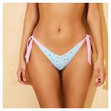 Wild Fable Floral Gingham Bikini Bottom Blue S