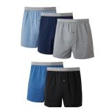Hanes Mens Knit Boxer Shorts 5-Pack Blue XL