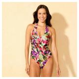 Shade  Shore Floral Plunge One Piece Swimsuit