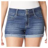 WallFlower Womens Curvy Bling Denim Shorts Size 7