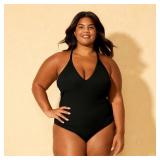 Shade  Shore Ribbed One-Piece Swimsuit M 8-10
