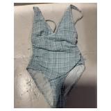Shade  Shore Blue Gingham One-Piece Swimsuit M