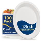 BONSINY 10x12in Disposable Oval Plates 100 Count