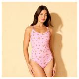 Shade  Shore Peach Print One-Piece Swimsuit M