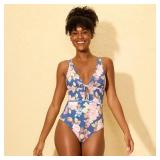 Shade  Shore Floral Plunge One-Piece Swimsuit M