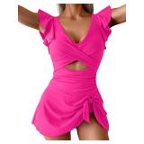 Aidonger Womens Medium Tummy Control Swimdress
