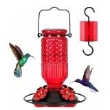 FEED GARDEN 16oz Glass Hummingbird Feeder Red