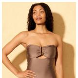Metallic Bronze Medium Cutout One Piece Swimsuit