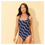 Shade  Shore Striped Cross Back One-Piece Swimsuit