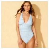 Shade  Shore Womens M Gingham Plunge Swimsuit