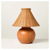Hearth  Hand Wood Base Rattan Accent Table Lamp