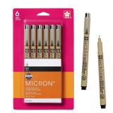 SAKURA Pigma Micron Pens 003 Tip 6-Pack Black