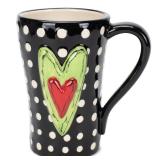 DEMDACO 15oz Mug Tracy Pesche White Dots Heart