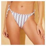 Wild Fable Bikini Bottom S Striped Ruffle Side-Tie