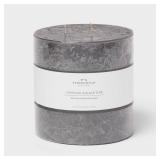 Threshold 6x6 Charcoal Black Teak Pillar Candle